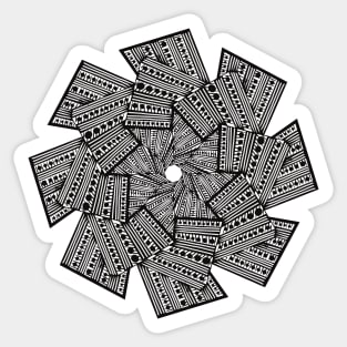 Geometric Pinwheel - Intricate Black and White Digital Illustration, Vibrant and Eye-catching Design, Perfect gift idea for printing on shirts, wall art, home decor, stationary, phone cases and more. Sticker